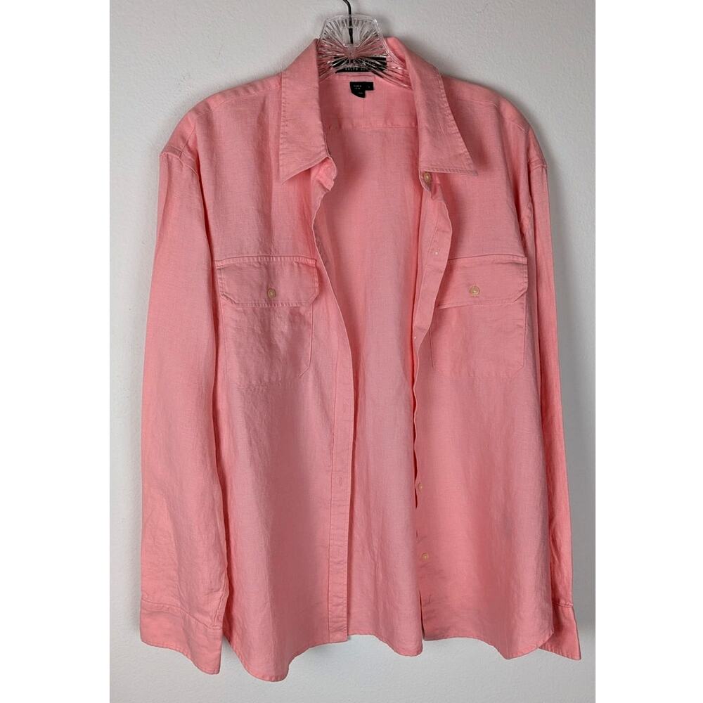 VTG Ralph Lauren Pink 100% Linen Oversized ButtonDown Shirt - Blue Label - L EUC